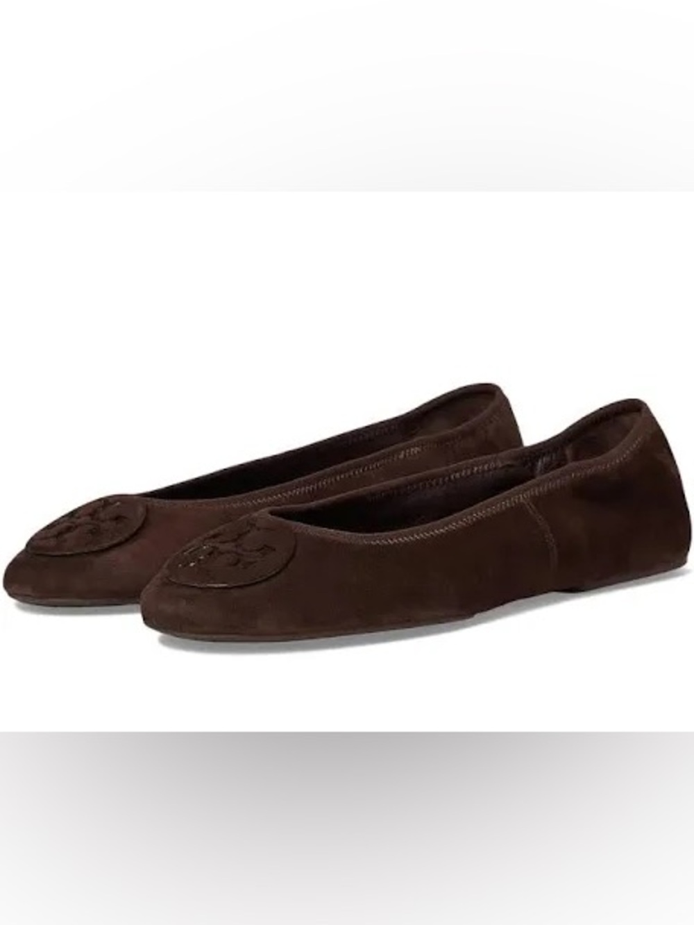 Tory Burch Reva Travel Suede Ballet Flat in Dark Cocoa - size 6.5 - NWOB - Picture 3 of 11